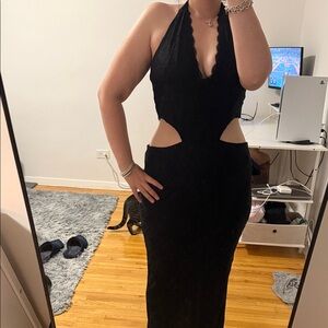 fashion nova Black Halter Dress maxi